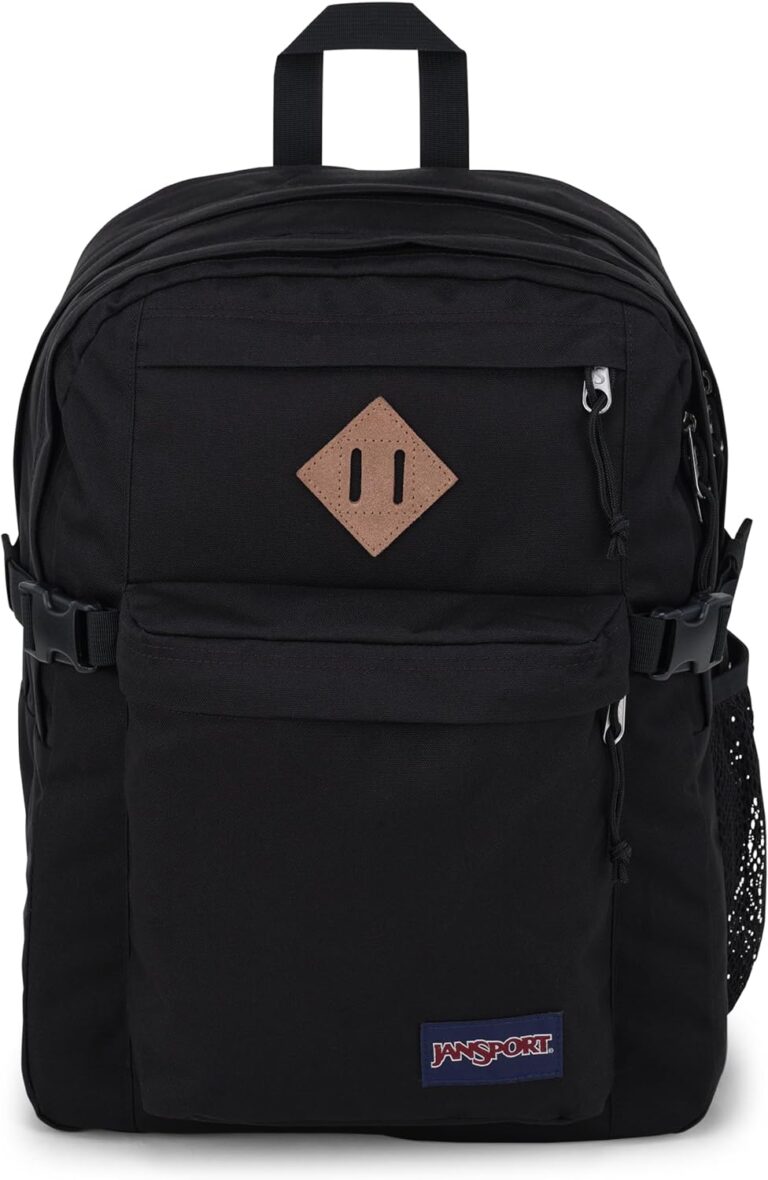 JanSport Main Campus Backpack – Travel or Work backpack w 15-Inch Laptop Sleeve and Dual Water Bottle Pockets, Black
