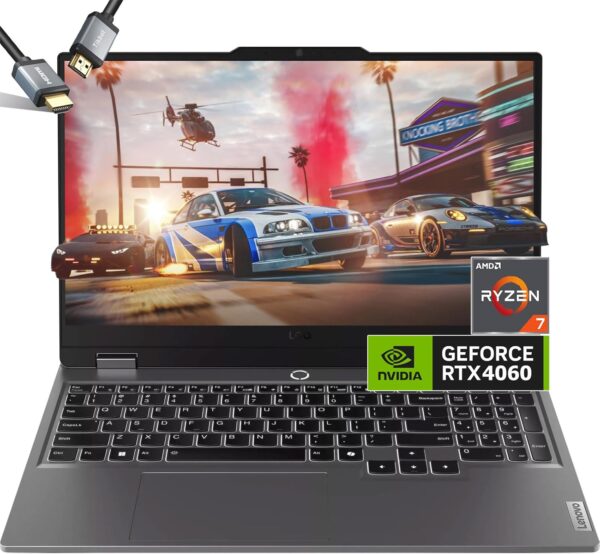 Lenovo LOQ Gaming Laptop 2024 - RTX 4060 - AMD Ryzen 7 7435HS - 15.6inch FHD IPS Display 144Hz - 64GB RAM - 4TB PCIe SSD - Backlit Keyboard - Windows 11 - Computadora Gamer Laptop - HDMI Cable