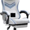 Lounge Chair Gaming Chair Fabric Reclining Chair with Footrest, Adjustable Height, Gray/Blue Sofa