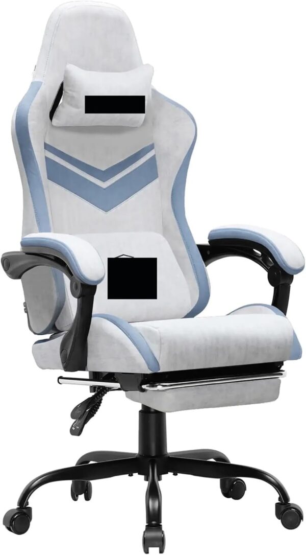 Lounge Chair Gaming Chair Fabric Reclining Chair with Footrest, Adjustable Height, Gray/Blue Sofa