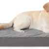 MIHIKK XL Dog Bed Waterproof Dog Beds Large Sized Dog Orthopedic Crate Bed with Removable Washable Cover Egg-Crate Foam Pet Pad Mat with Anti-Slip Bottom, 41 x 27 Inch, Dark Grey