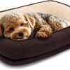 Miguel Orthopedic Dog Bed with Removable Washable Cover Memory Foam Cat Bed for Small Dogs Calming Pet Bed with Sides, Sofa Dog Couch, Egg Foam Support, Non-Slip Bottom, Brown 24 inch