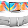 Oiiwak 16 Inch Portable Triple Monitor for 15-17.3" Laptop, 16" FHD 1200P Frameless Al Alloy Triple Screen Laptop Monitor Extender, Laptop Screen Extender for Mac/Windows, Powered by HDMI/USB
