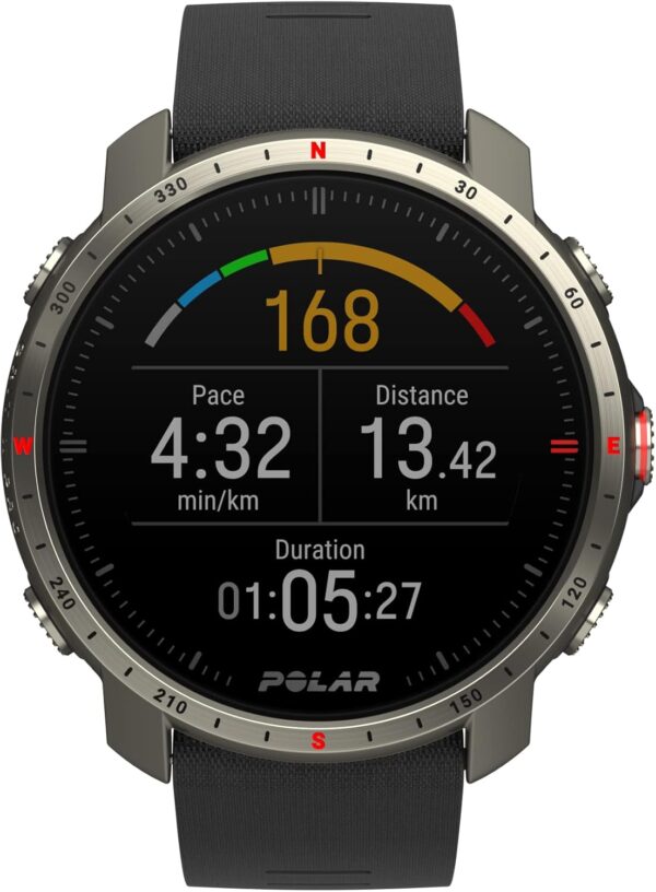 POLAR Grit X Pro Titan - Premium Outdoor GPS Sports Watch - Military-Durability, Sapphire Glass, Wrist-Based Heart Rate Monitor, Ultra-Long Battery, Navigation - Trail Running, Mountain Biking, M/L