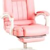 Pink Ergonomic Office Chair with Adjustable Headrest Footrest Reclining Backrest 360 Swivel Gaming Computer Desk Chair for Home Office
