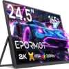 Portable Monitor 24.5” 165HZ, 2K Portable Gaming Monitor with FreeSync, HDR, 180°Adjustable Kickstand & VESA, 350Nits QHD IPS Large Travel Gaming Second Screen for Laptop, Switch