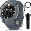 Wearable4U Garmin Instinct Crossover, Rugged Hybrid Smartwatch, Analog Hands and Digital Display 1.27 in, Blue Granite E-Bank Bundle