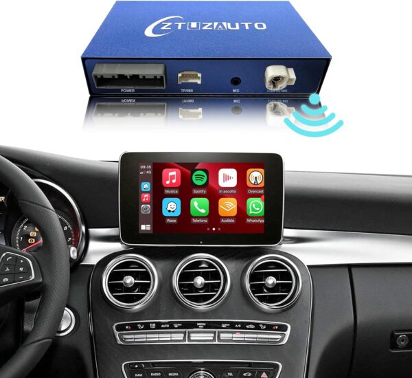 Wireless Carplay Retrofit Kit Decoder for Mercedes Benz NTG5.0 C Class(2014-2018) GLC Class(2016-2019), Support Wireless Android Auto, YouTube,Mirrorlink, Reverse Camera