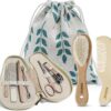 haakaa Baby Hair Brush and Comb Set & Pear-FECT Manicure Kit for Newborns & Toddlers, Natural Soft Goat Bristles and Wooden Handle, Baby Healthcare and Grooming Kit, Baby Nail Clippers, Pearl White
