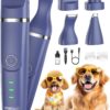 oneisall 4-in-1 Cordless Dog Grooming Kit with 2-Speed Clippers, Low Noise Paw Trimmer & Rechargeable Quiet Nail Grinder for Dogs and Cats （Blue）