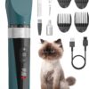 oneisall Cat Clippers for Matted Hair, 5-Speed Quiet Cat Grooming kit, Cordless Cat Shaver for Long Hair,Waterproof Cat Hair Trimmer, Pet Clippers for Cats(Green)